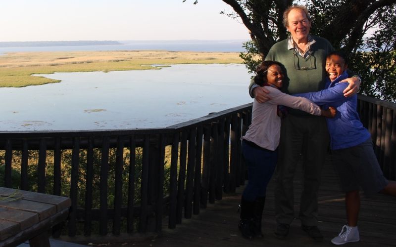 William at False Bay, St Lucia, with Grassland-Forest-Wetland Node interns Nasiphi Ntshanga and Sinethemba Ntshangase (June 2014) during one of the node’s field trips to iSimangaliso Wetland Park.